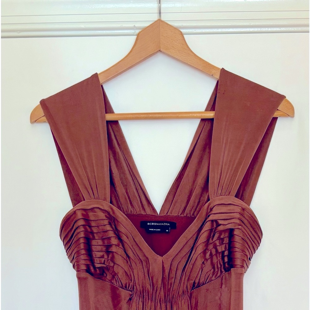 NWOT Very Beautiful BCBGMAXAZRIA Brown Flowy Dress Size Médium - Picture 3 of 7